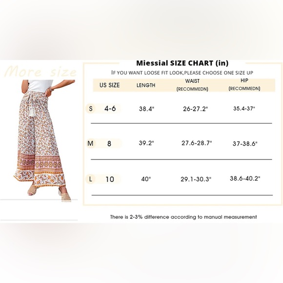 ‼️SOLD‼️ Women’s Summer Boho Tie Waist Pants Loose Wide Leg Beach Pant w/ Tassel - Picture 8 of 8